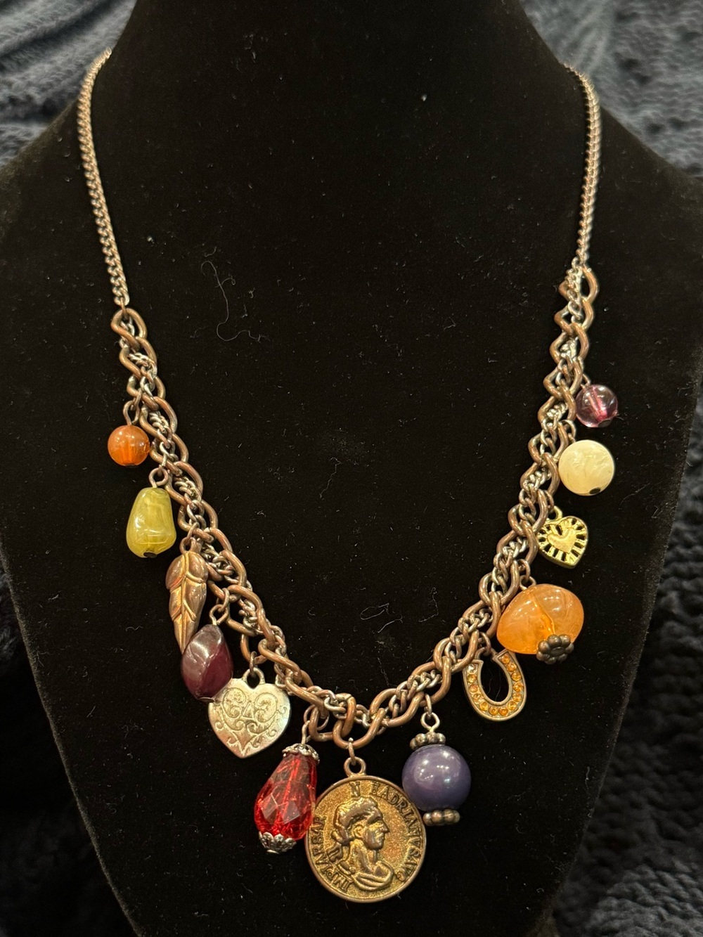 Vintage Antiqued Roman Coin Charm Necklace